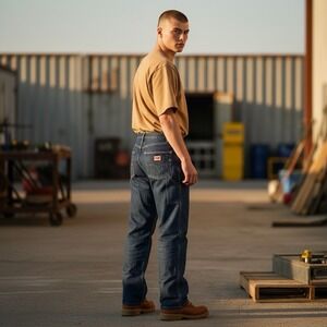 Wrangler FR Riggs Relaxed Fit Jeans Mens 36x32 Blue Denim Straight Leg Workwear